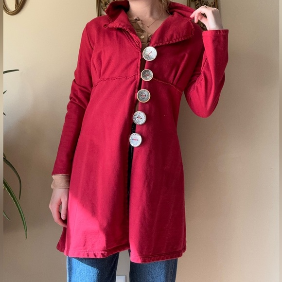 Neon Buddha Red Button Up Jacket - Picture 2 of 10